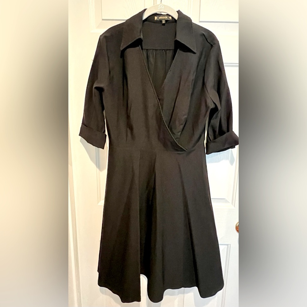 Dress - Miusol - stretchy shirt/wrap dress - black - XXL - new w/o tags. Perfect - Picture 2 of 8